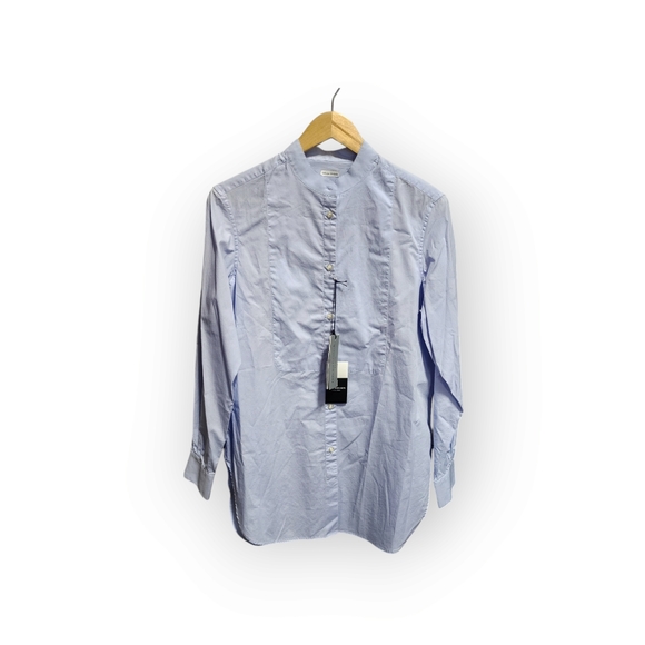 OFFICINE GENERALE - Amelia Organic Cotton Poplin Button Down Shirt - Baby Blue,M - Picture 2 of 10
